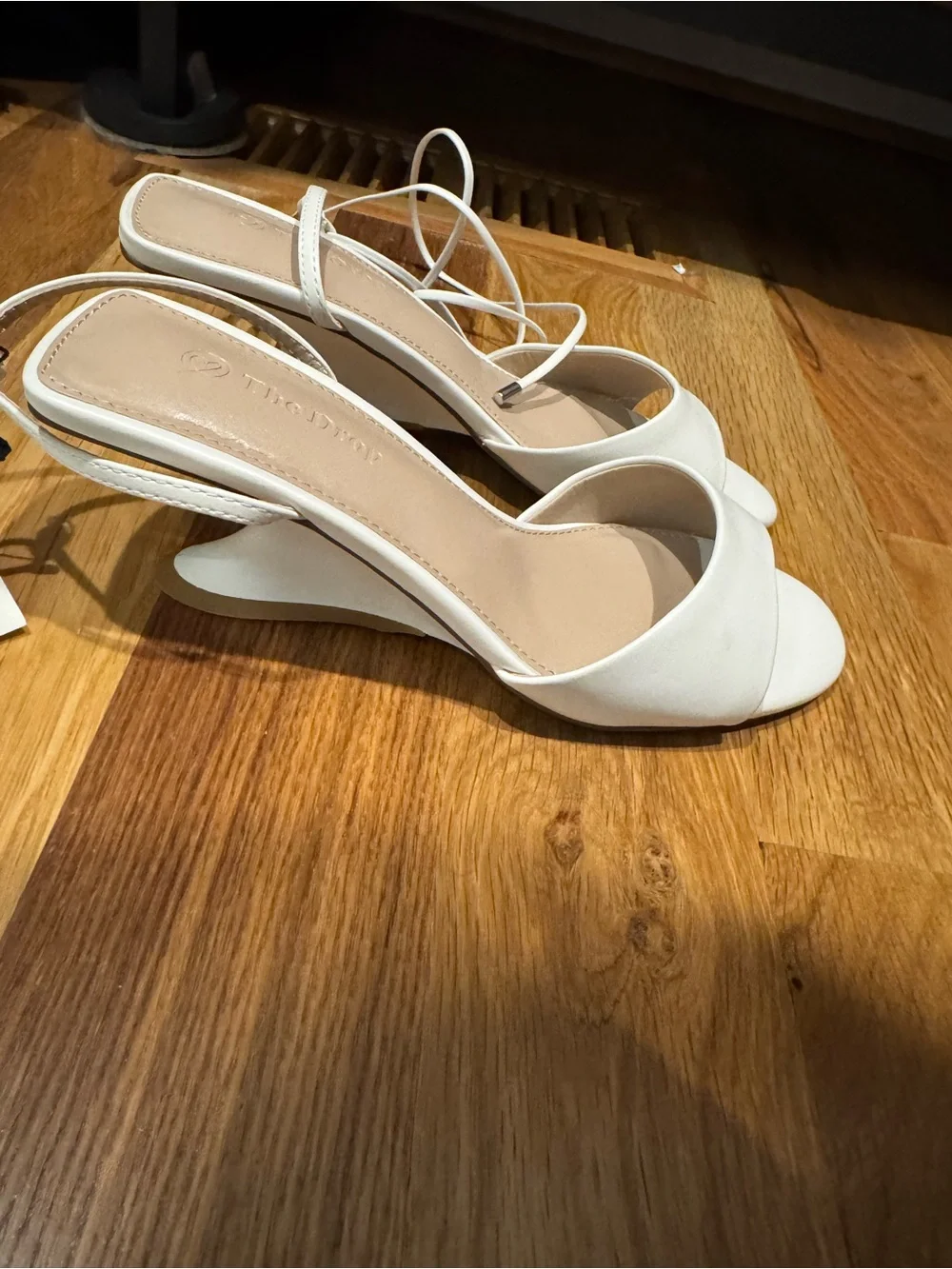 The Drop Women's White Lace-Up Block Heel Sandals